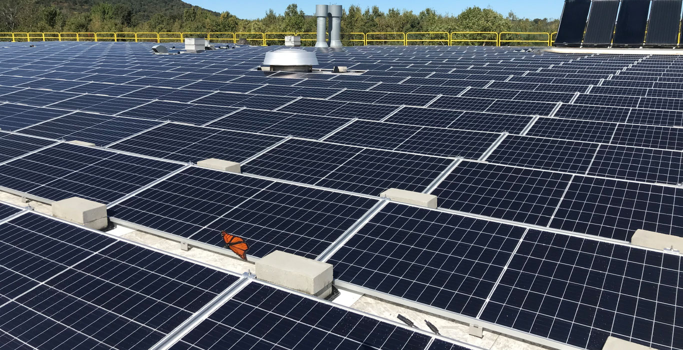 Réseau solaire sur le toit de l'usine de Filtrine